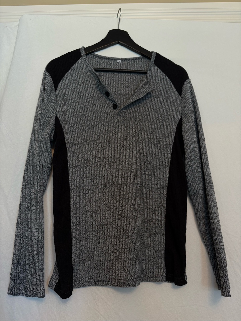 Gray and Black Knit - Long Sleeve Henley